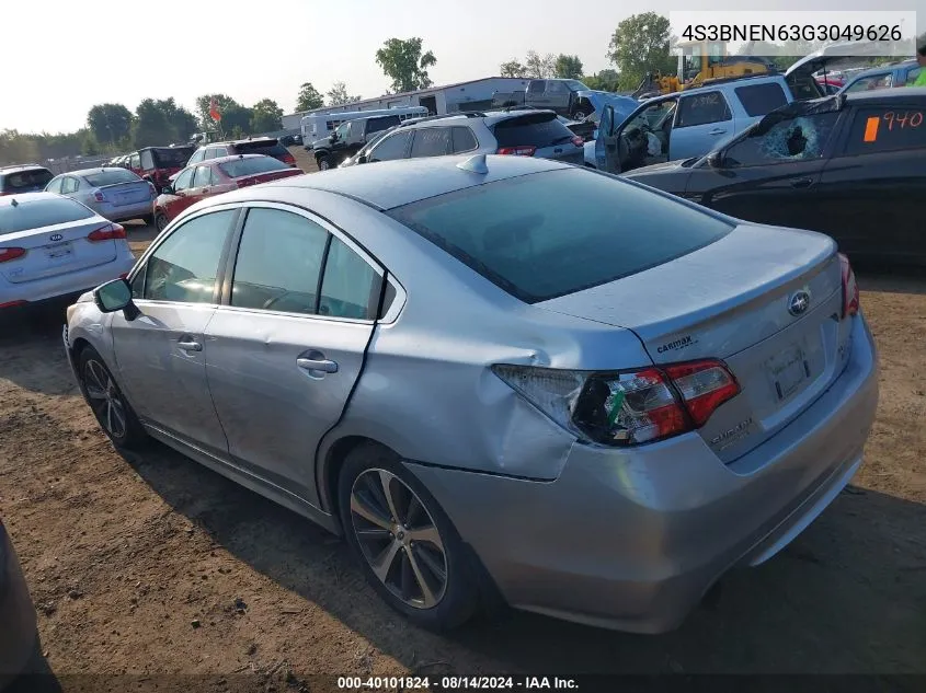 2016 Subaru Legacy 3.6R Limited VIN: 4S3BNEN63G3049626 Lot: 40101824