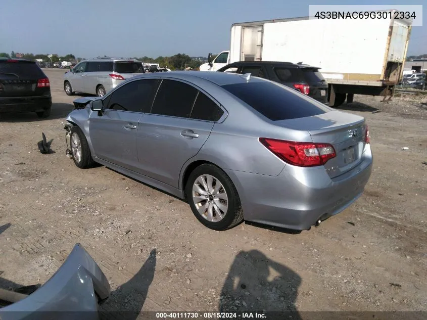 2016 Subaru Legacy 2.5I Premium VIN: 4S3BNAC69G3012334 Lot: 40111730