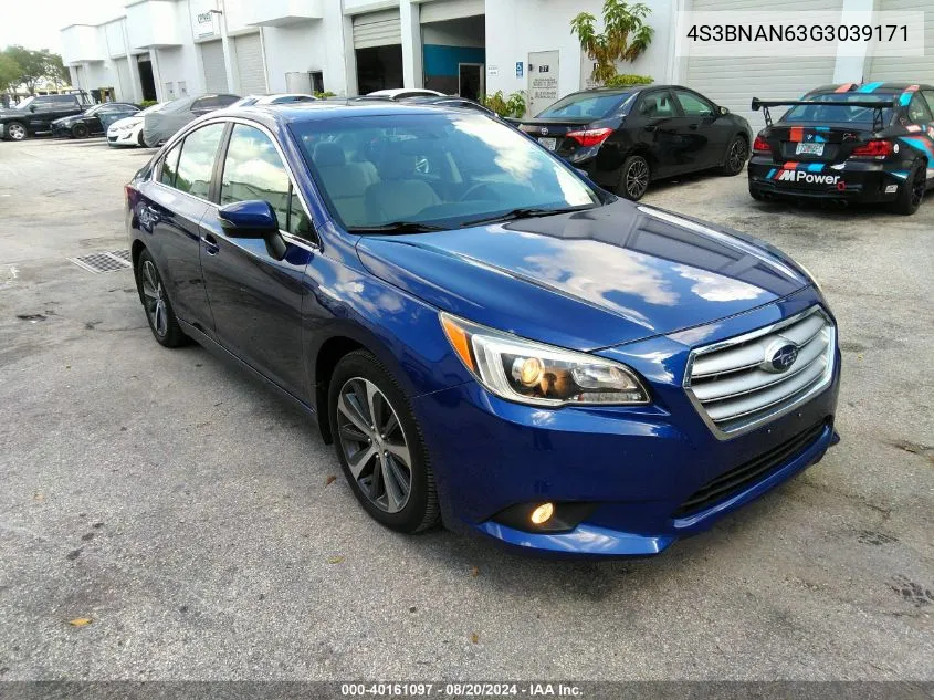 2016 Subaru Legacy 2.5I Limited VIN: 4S3BNAN63G3039171 Lot: 40161097