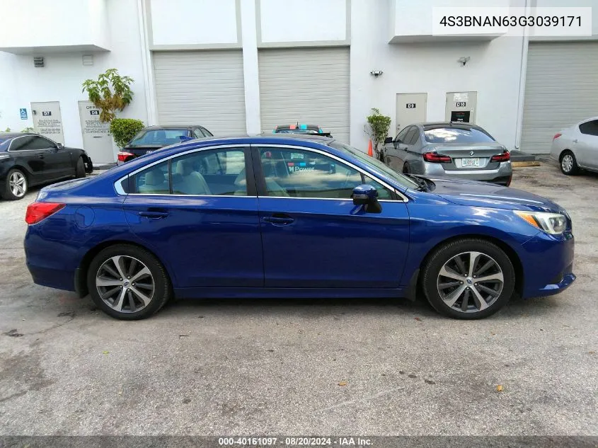 2016 Subaru Legacy 2.5I Limited VIN: 4S3BNAN63G3039171 Lot: 40161097