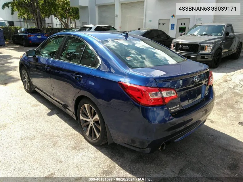 2016 Subaru Legacy 2.5I Limited VIN: 4S3BNAN63G3039171 Lot: 40161097