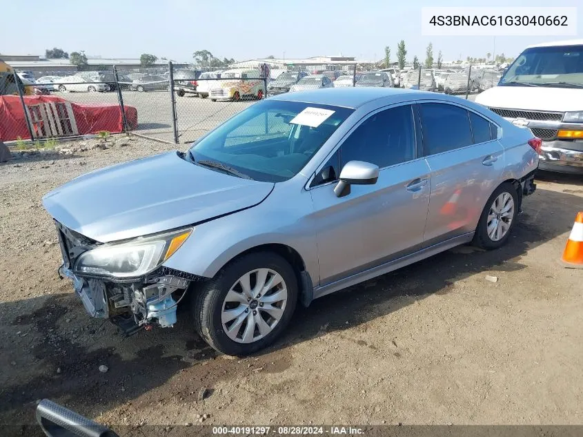 2016 Subaru Legacy 2.5I Premium VIN: 4S3BNAC61G3040662 Lot: 40191297