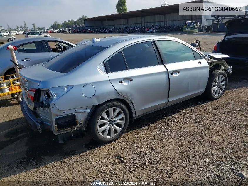 2016 Subaru Legacy 2.5I Premium VIN: 4S3BNAC61G3040662 Lot: 40191297