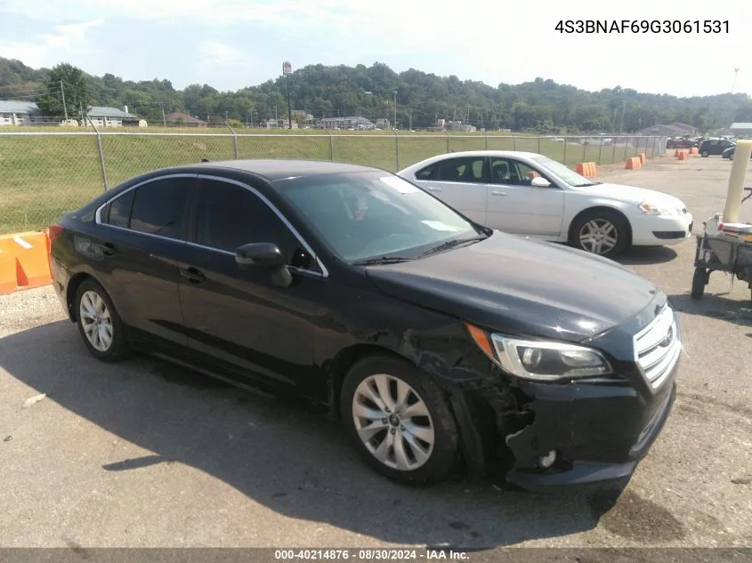 2016 Subaru Legacy 2.5I Premium VIN: 4S3BNAF69G3061531 Lot: 40214876