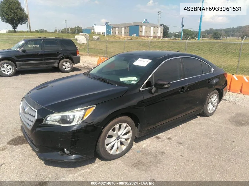 4S3BNAF69G3061531 2016 Subaru Legacy 2.5I Premium