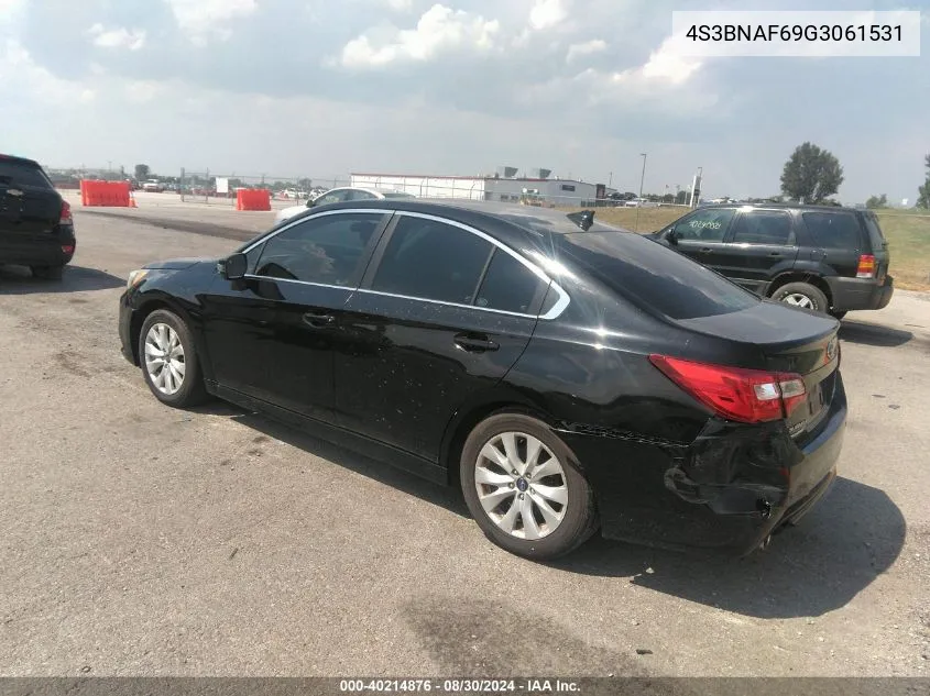 2016 Subaru Legacy 2.5I Premium VIN: 4S3BNAF69G3061531 Lot: 40214876