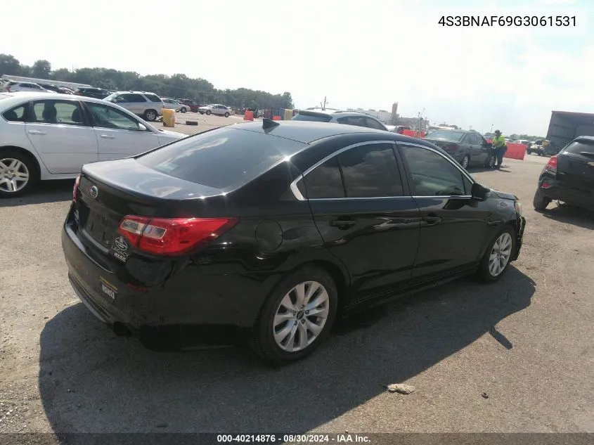 2016 Subaru Legacy 2.5I Premium VIN: 4S3BNAF69G3061531 Lot: 40214876