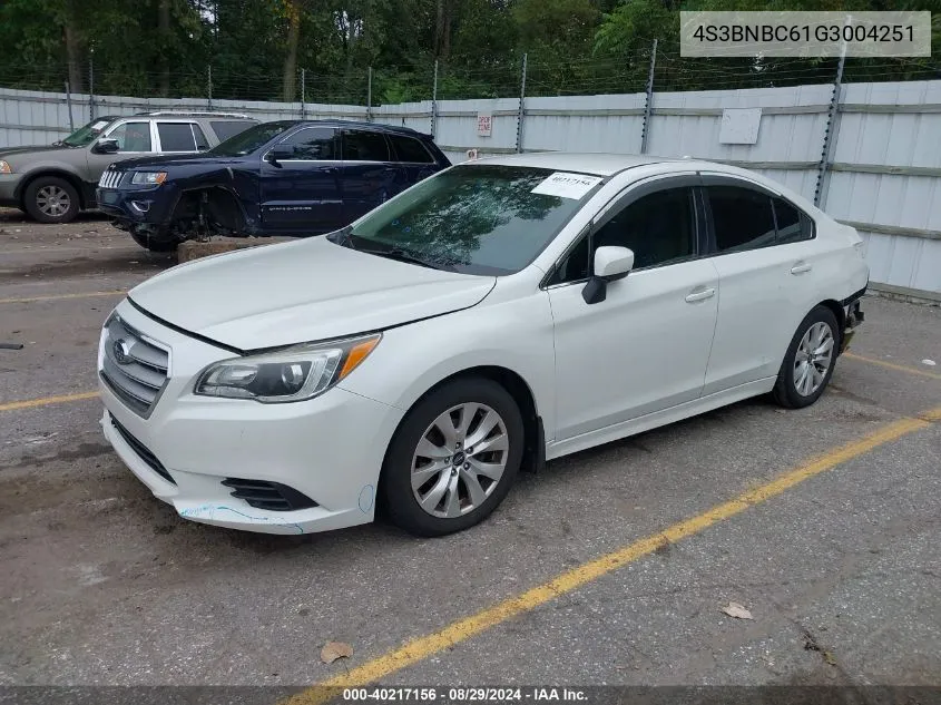 2016 Subaru Legacy 2.5I Premium VIN: 4S3BNBC61G3004251 Lot: 40217156