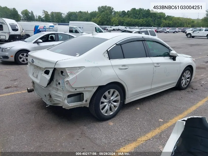 2016 Subaru Legacy 2.5I Premium VIN: 4S3BNBC61G3004251 Lot: 40217156