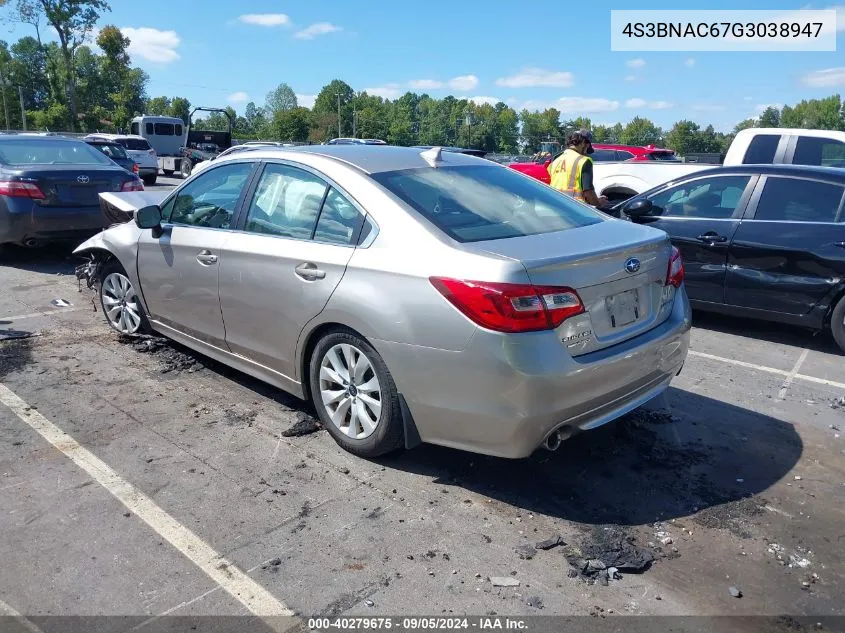 2016 Subaru Legacy 2.5I Premium VIN: 4S3BNAC67G3038947 Lot: 40279675