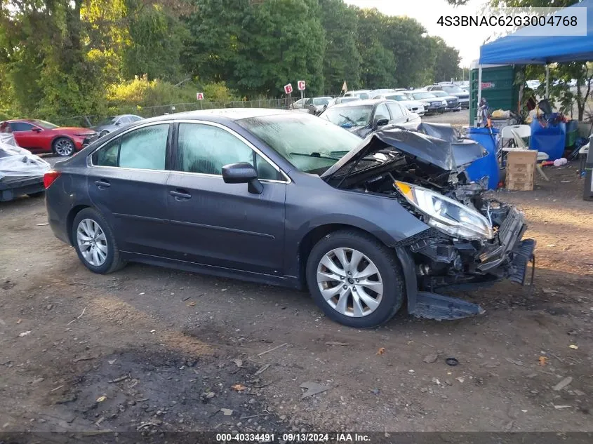 2016 Subaru Legacy 2.5I Premium VIN: 4S3BNAC62G3004768 Lot: 40334491