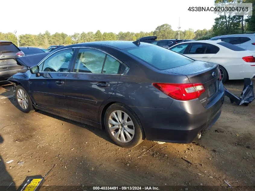 4S3BNAC62G3004768 2016 Subaru Legacy 2.5I Premium