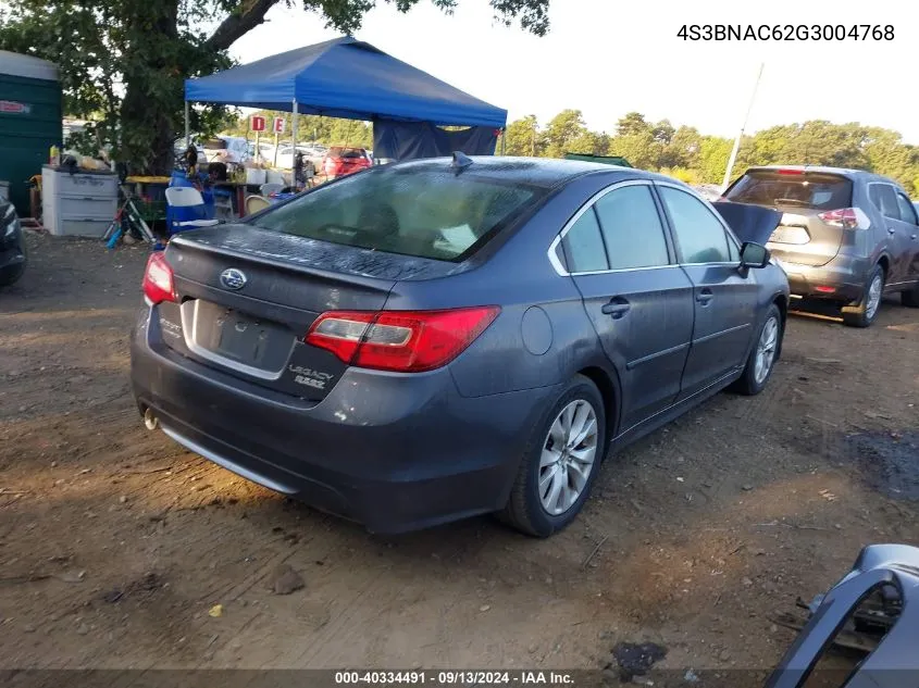 4S3BNAC62G3004768 2016 Subaru Legacy 2.5I Premium