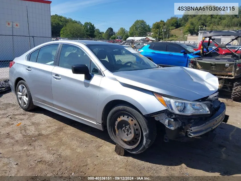 2016 Subaru Legacy 2.5I VIN: 4S3BNAA61G3062115 Lot: 40336151