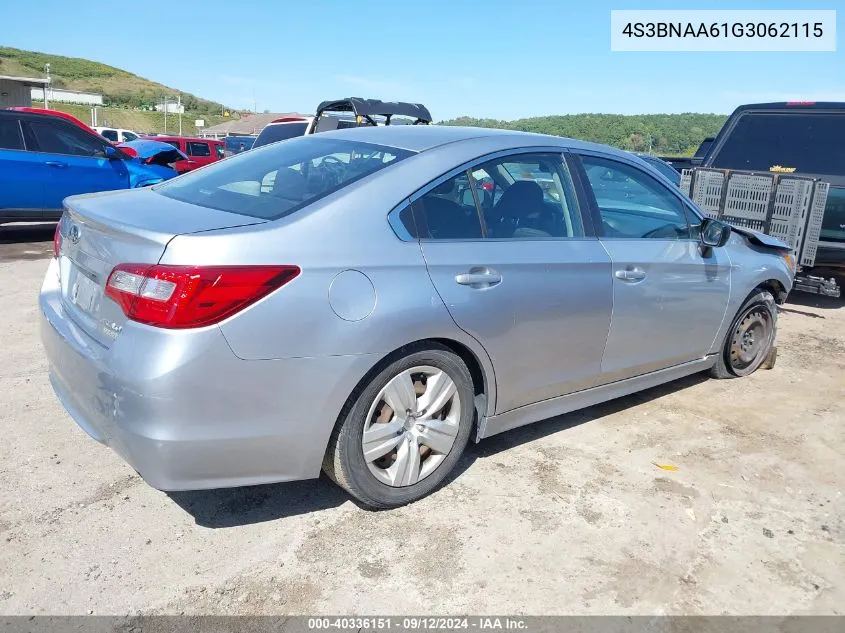 2016 Subaru Legacy 2.5I VIN: 4S3BNAA61G3062115 Lot: 40336151