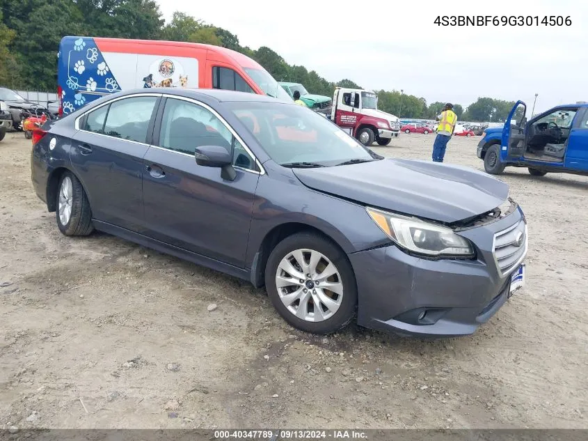 2016 Subaru Legacy 2.5I Premium VIN: 4S3BNBF69G3014506 Lot: 40347789