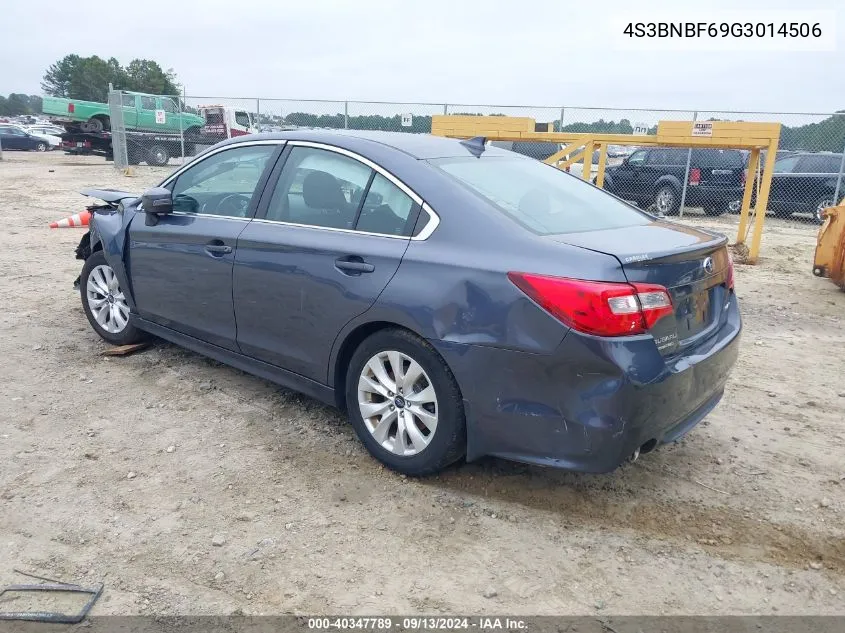 2016 Subaru Legacy 2.5I Premium VIN: 4S3BNBF69G3014506 Lot: 40347789