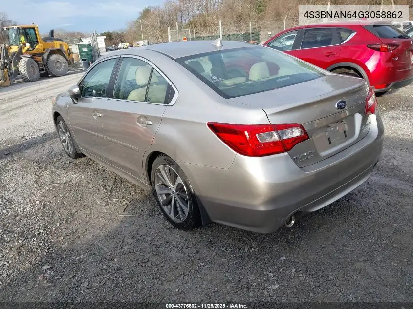 4S3BNAN64G3058862 2016 Subaru Legacy 2.5I Limited