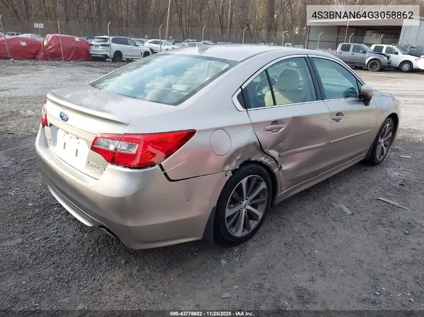4S3BNAN64G3058862 2016 Subaru Legacy 2.5I Limited