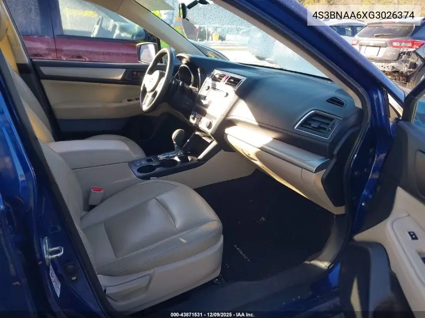4S3BNAA6XG3026374 2016 Subaru Legacy 2.5I