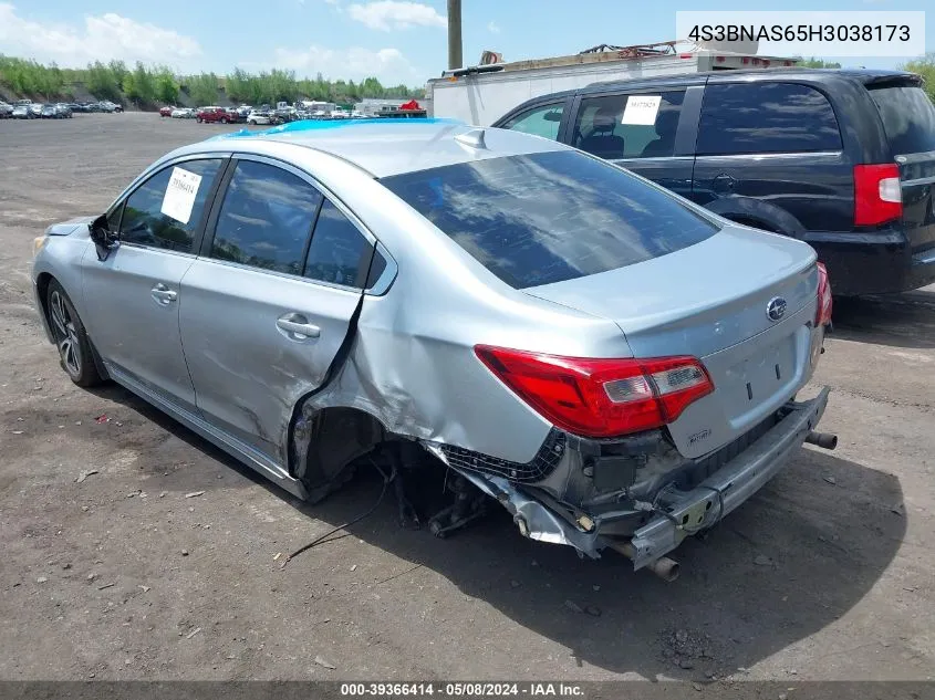 2017 Subaru Legacy 2.5I Sport VIN: 4S3BNAS65H3038173 Lot: 39366414