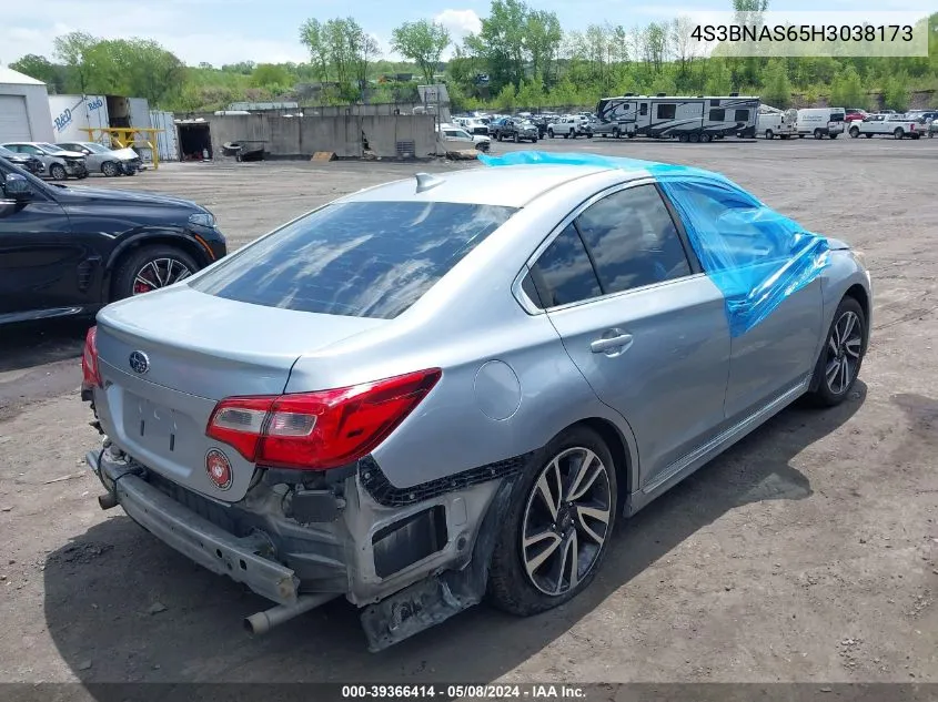 2017 Subaru Legacy 2.5I Sport VIN: 4S3BNAS65H3038173 Lot: 39366414