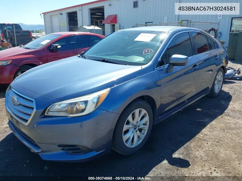 2017 Subaru Legacy 2.5I Premium VIN: 4S3BNAC67H3024581 Lot: 39374868