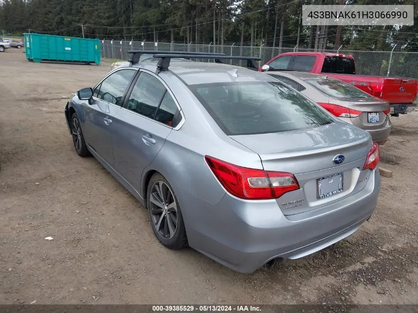 2017 Subaru Legacy 2.5I Limited VIN: 4S3BNAK61H3066990 Lot: 39385529