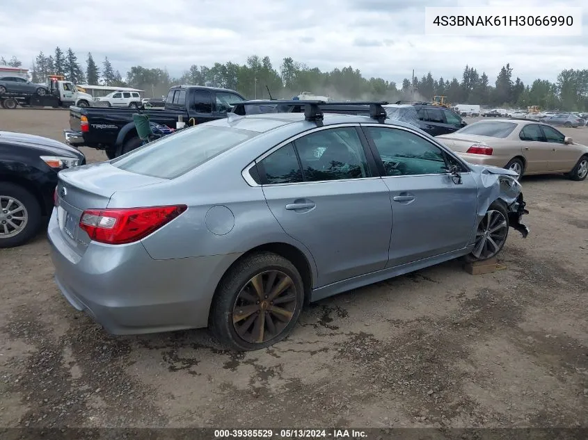 2017 Subaru Legacy 2.5I Limited VIN: 4S3BNAK61H3066990 Lot: 39385529