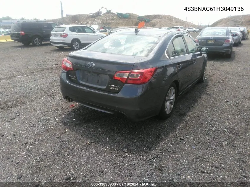 4S3BNAC61H3049136 2017 Subaru Legacy 2.5I Premium