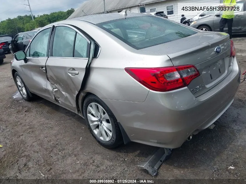 4S3BNAF65H3037728 2017 Subaru Legacy 2.5I Premium