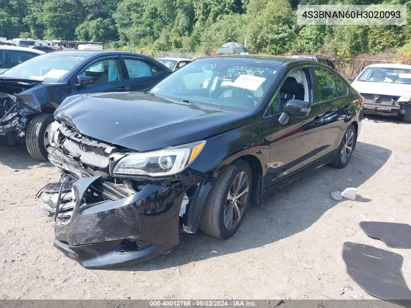 2017 Subaru Legacy 2.5I Limited VIN: 4S3BNAN60H3020093 Lot: 40012766