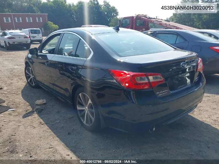 2017 Subaru Legacy 2.5I Limited VIN: 4S3BNAN60H3020093 Lot: 40012766