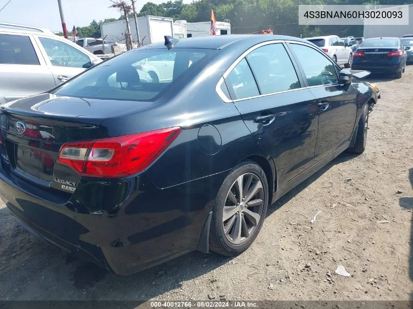 2017 Subaru Legacy 2.5I Limited VIN: 4S3BNAN60H3020093 Lot: 40012766