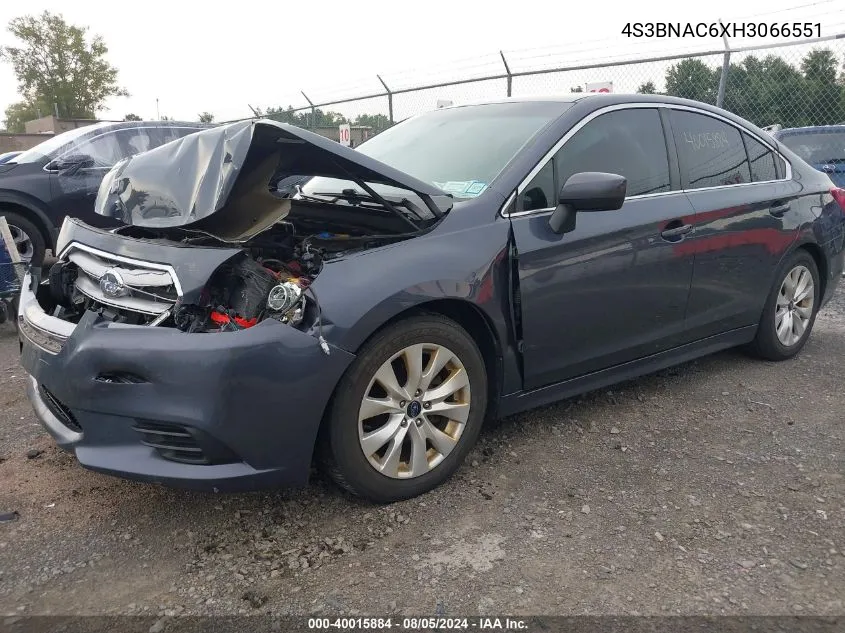 2017 Subaru Legacy 2.5I Premium VIN: 4S3BNAC6XH3066551 Lot: 40015884