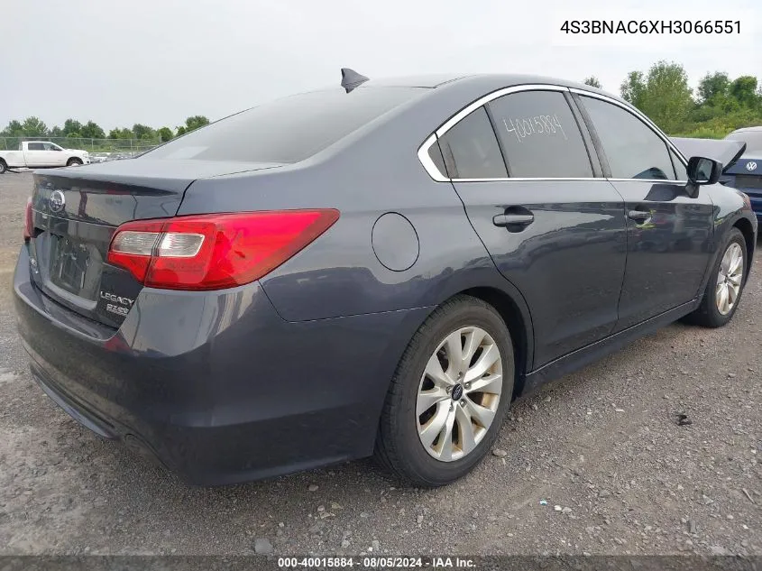 2017 Subaru Legacy 2.5I Premium VIN: 4S3BNAC6XH3066551 Lot: 40015884