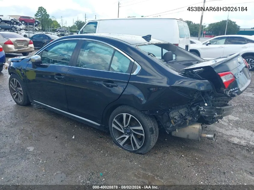 2017 Subaru Legacy 2.5I Sport VIN: 4S3BNAR68H3026184 Lot: 40028878