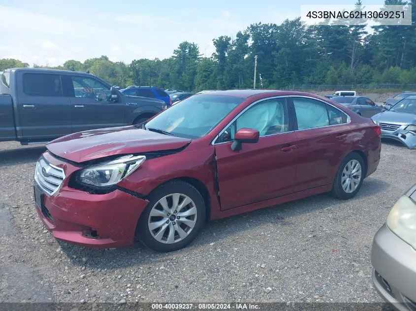 2017 Subaru Legacy 2.5I Premium VIN: 4S3BNAC62H3069251 Lot: 40039237