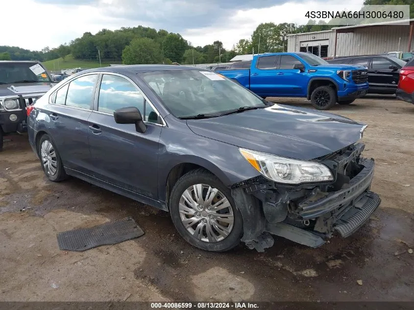 4S3BNAA66H3006480 2017 Subaru Legacy 2.5I