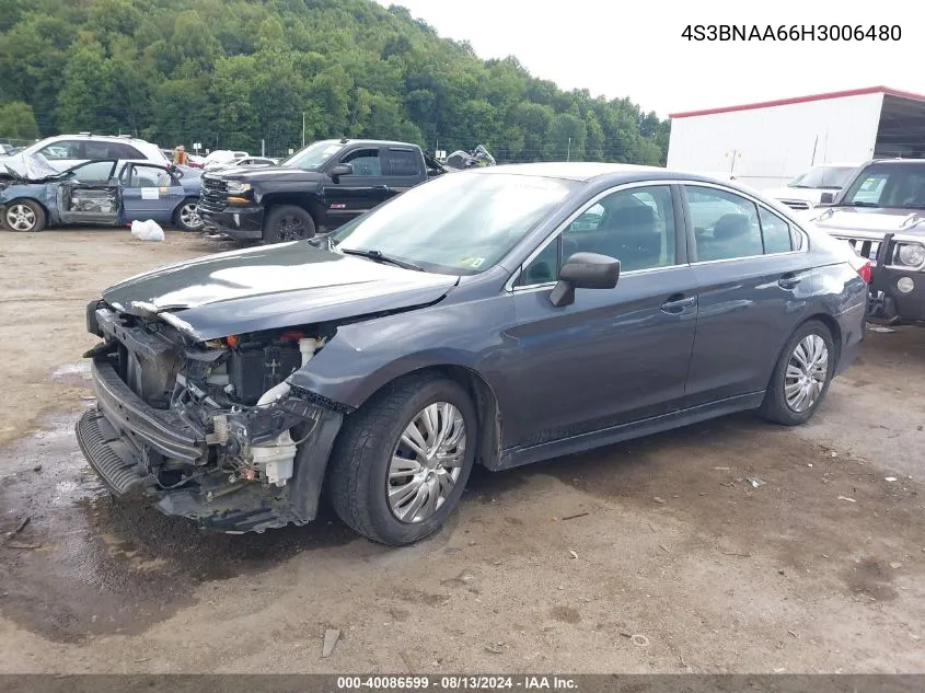 4S3BNAA66H3006480 2017 Subaru Legacy 2.5I