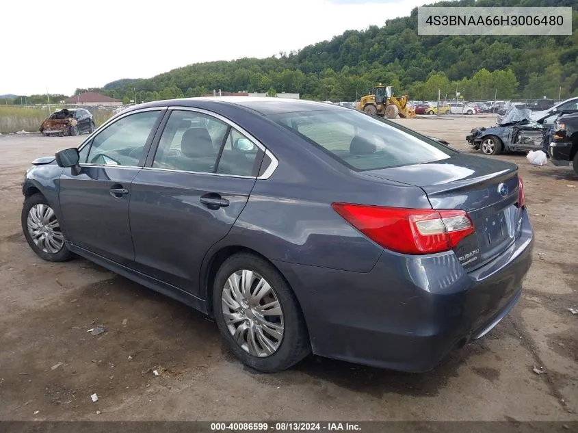 4S3BNAA66H3006480 2017 Subaru Legacy 2.5I