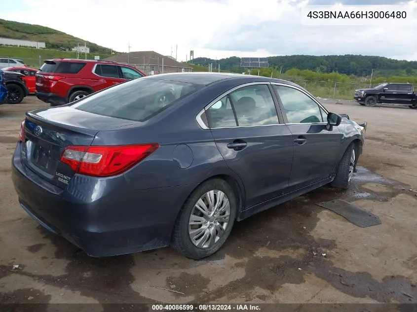 4S3BNAA66H3006480 2017 Subaru Legacy 2.5I