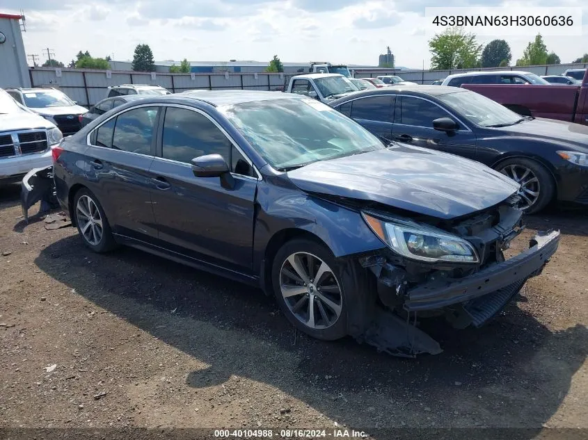 2017 Subaru Legacy 2.5I Limited VIN: 4S3BNAN63H3060636 Lot: 40104988