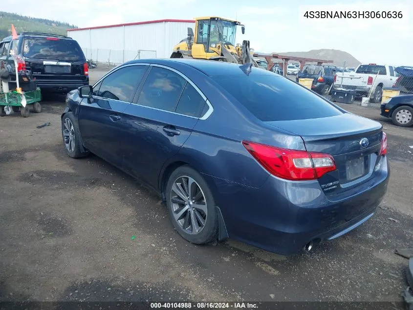 2017 Subaru Legacy 2.5I Limited VIN: 4S3BNAN63H3060636 Lot: 40104988