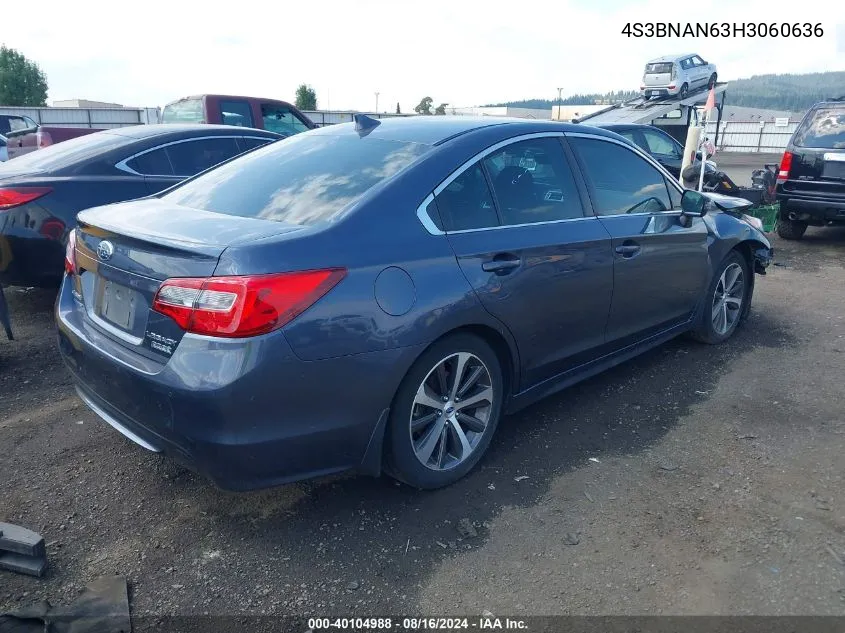 2017 Subaru Legacy 2.5I Limited VIN: 4S3BNAN63H3060636 Lot: 40104988