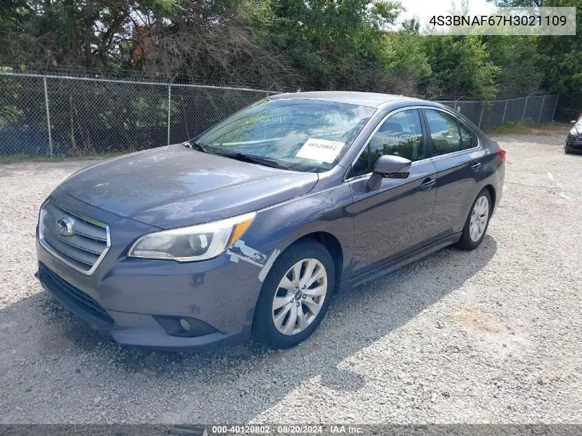 2017 Subaru Legacy 2.5I Premium VIN: 4S3BNAF67H3021109 Lot: 40120802