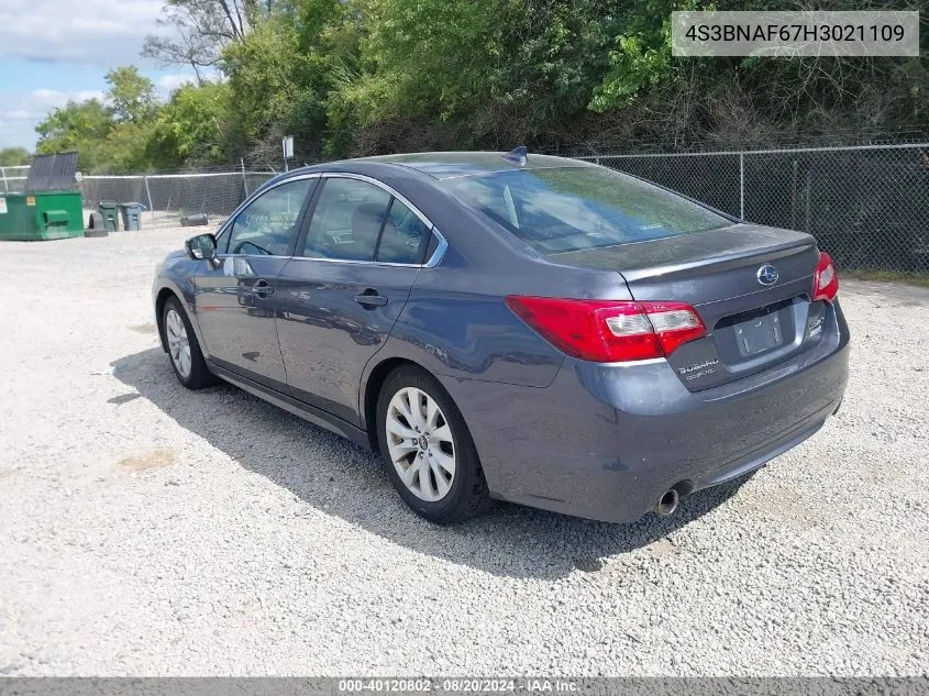 2017 Subaru Legacy 2.5I Premium VIN: 4S3BNAF67H3021109 Lot: 40120802