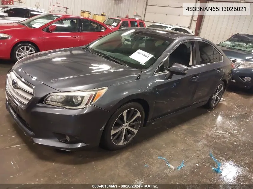 2017 Subaru Legacy 2.5I Limited VIN: 4S3BNAN65H3026021 Lot: 40134661