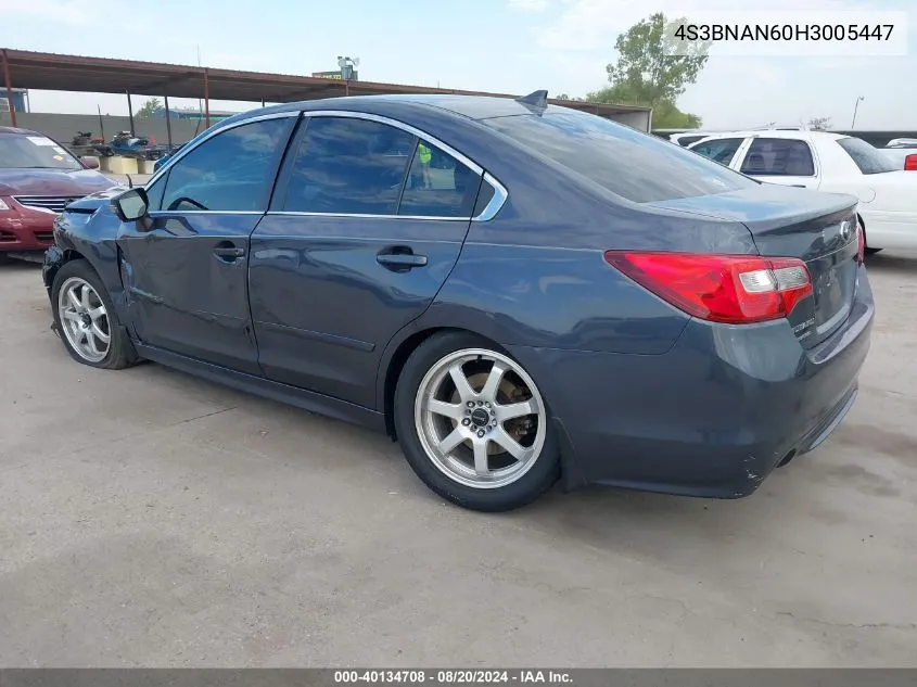 2017 Subaru Legacy 2.5I Limited VIN: 4S3BNAN60H3005447 Lot: 40134708