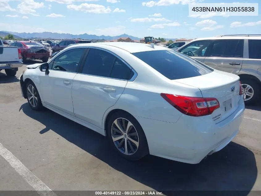 2017 Subaru Legacy 2.5I Limited VIN: 4S3BNAN61H3055838 Lot: 40149122